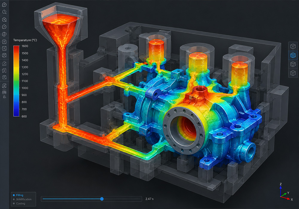 Döküm dolum analizi yolluk ve besleyici sistemi simülasyonu
